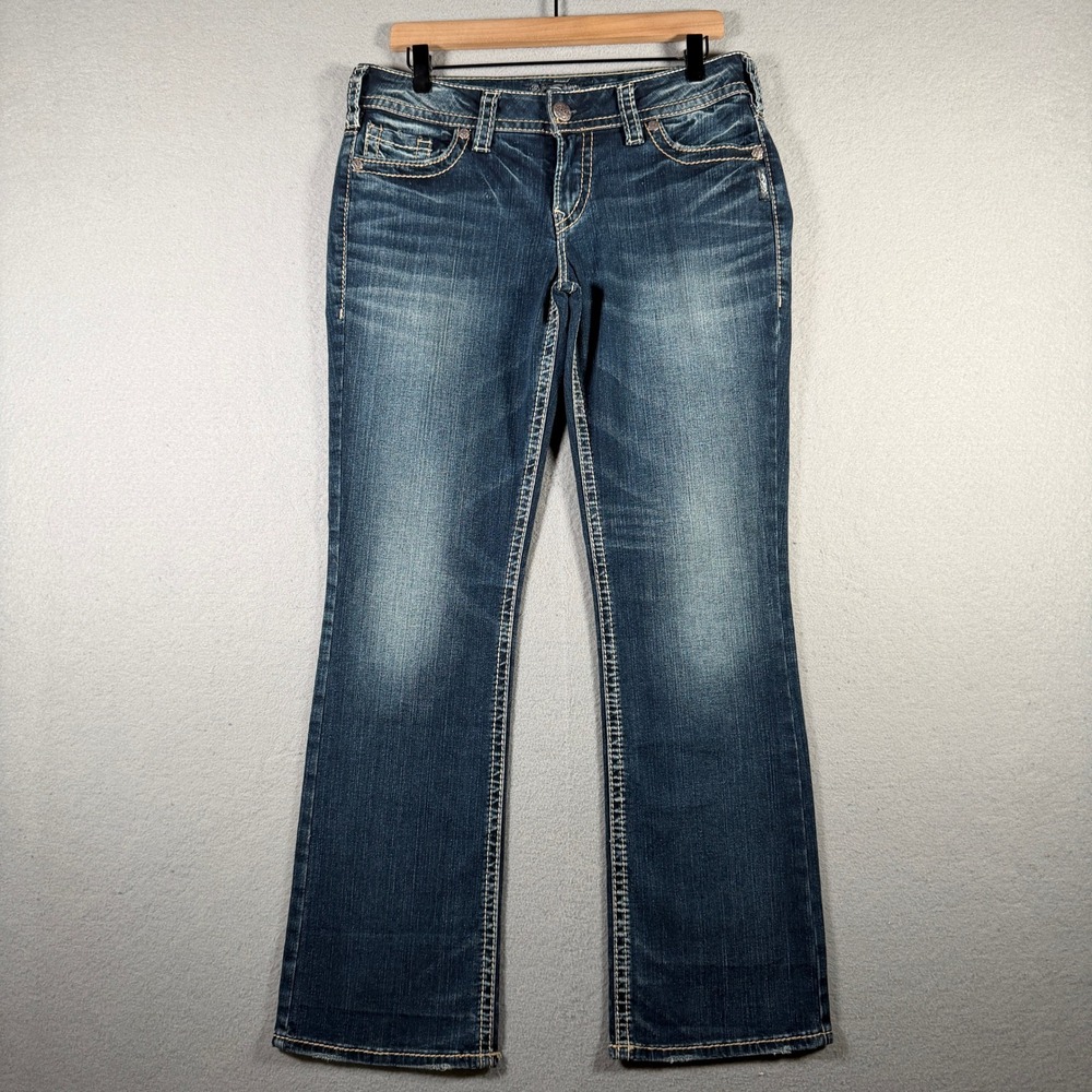 Silver Jeans Co Suki Mid Slim Boot Dark Wash Fluid Denim W30 L31 L93606SAI342